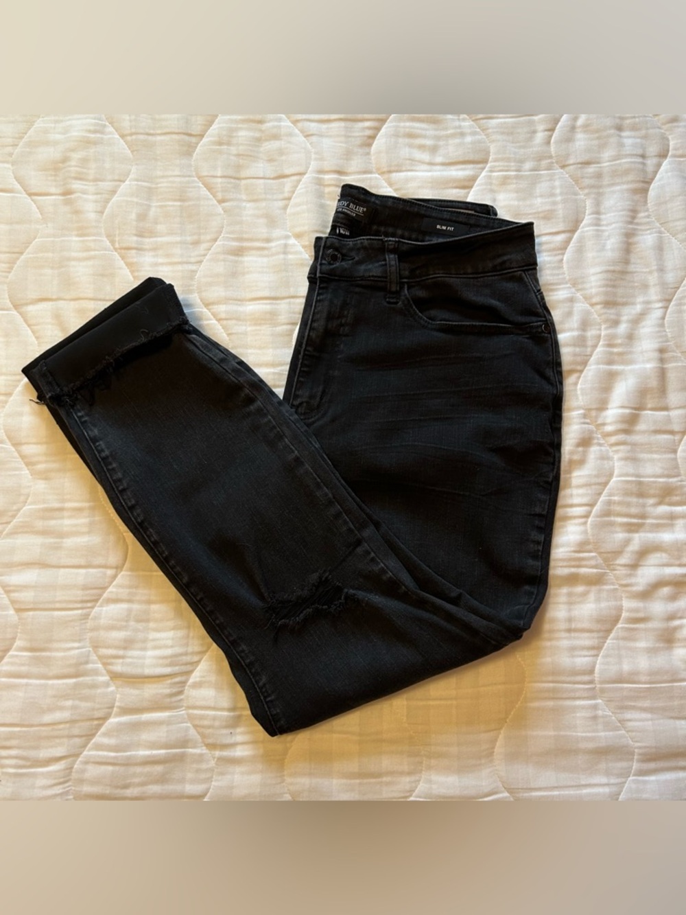 Judy Blue Slim Fit Jeans destroyed Mid Rise Womens 16W Black Festival Indie